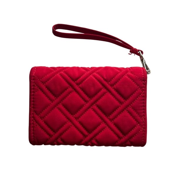 Vera Bradley Red Quilted Wristlet Wallet With Turnlock Closure - Picture 3 of 8